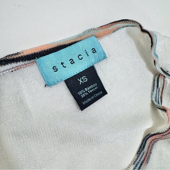 Stacia Bamboo Tencel Blend Striped Top Size XSMALL 3/4 Sleeves - Picture 2 of 6